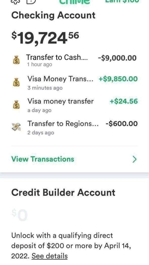 CHIME CPN Account - DEBIT CARD AND FUNDING