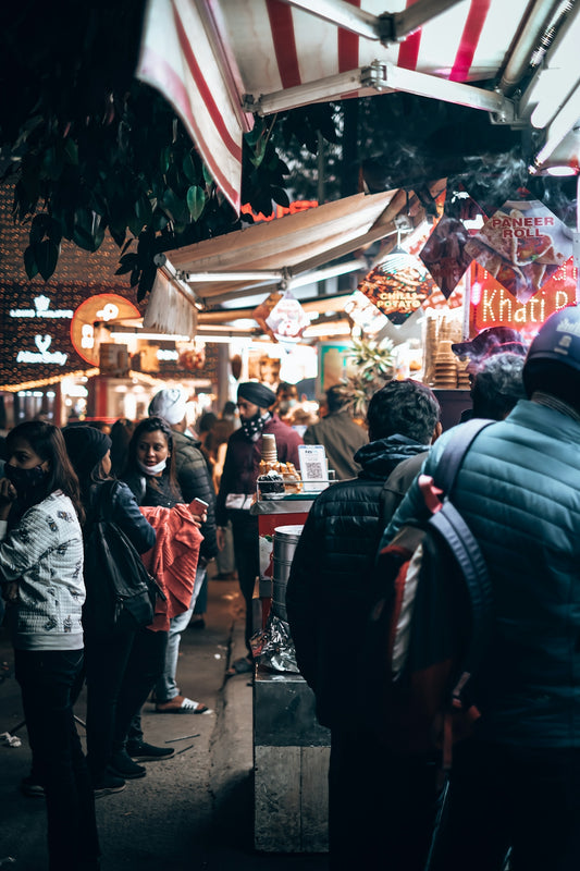 a group of people standing in front of a crowd