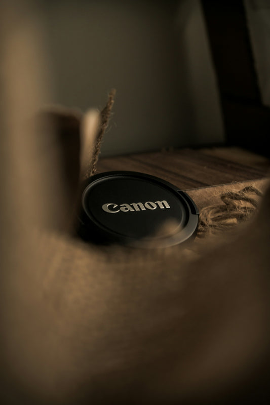 a close up of a camera lens cap