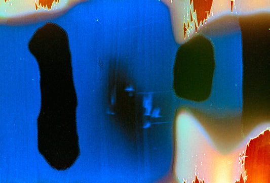 a picture of a blue and red background with a black and white design