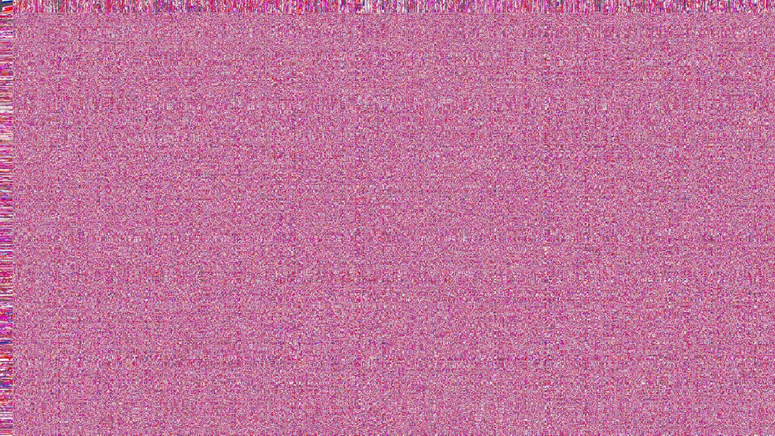 The image is a grainy pink texture.