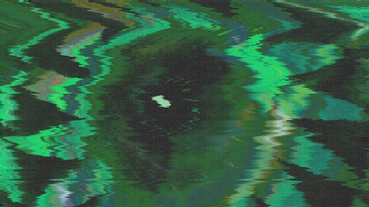 Distorted green and black abstract art.