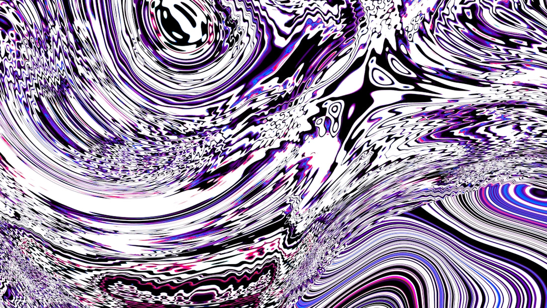 Abstract swirling patterns of purple and white