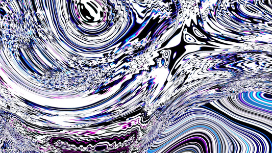 Abstract swirling patterns of white, blue, and purple.